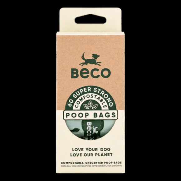 Beco Compostable Poop Bags, Unscented, 60 Pack, Big and Strong
