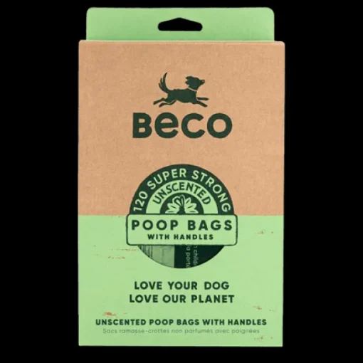 Beco Poop Bags with Handles, Unscented, 120, Big, Strong and Leak-Proof