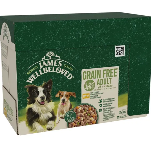 James Wellbeloved GF Adult Lamb and Chicken in Gravy Pouch 12x90g